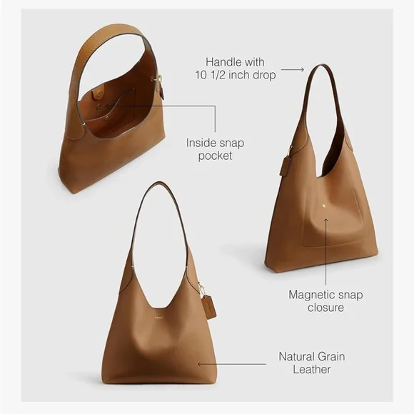 Coach Brooklyn Shoulder Bag 28 in Honey Brown - Picture 4 of 12